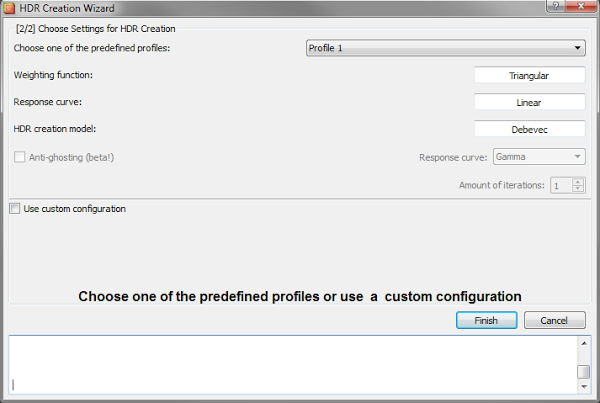 LuminanceHDR Creation Wizard