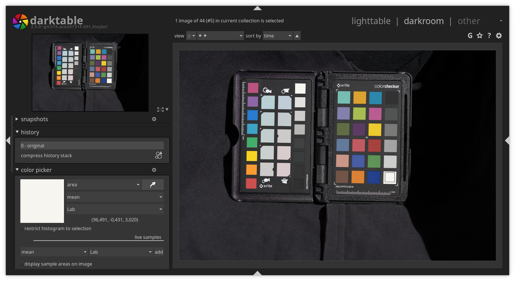 darktable global color picker