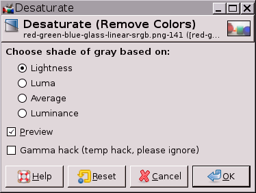 Desaturate dialog with Gamma hack