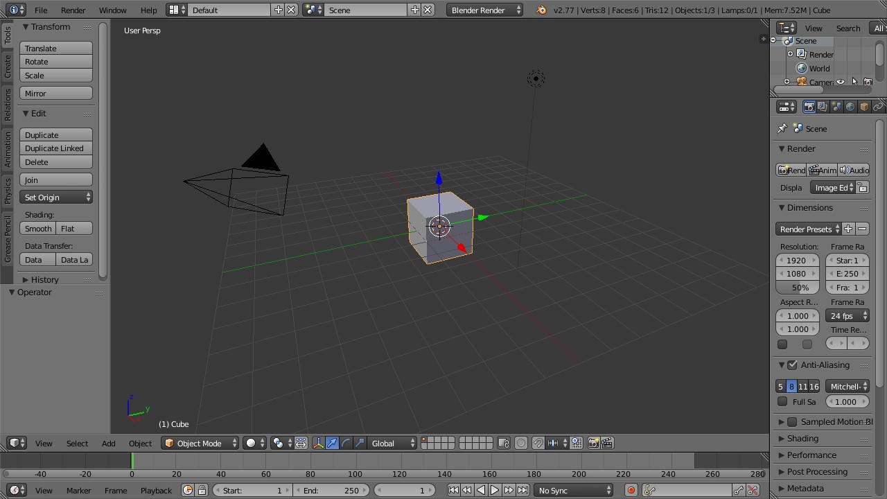 Blender default main window