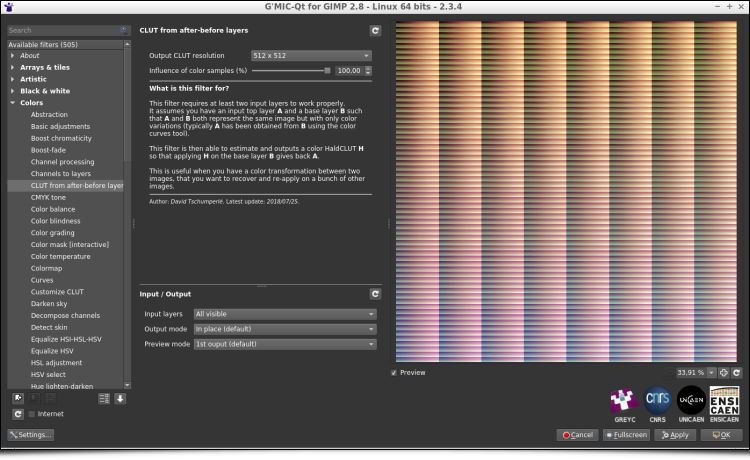 Filter 'CLUT from after-before layers'